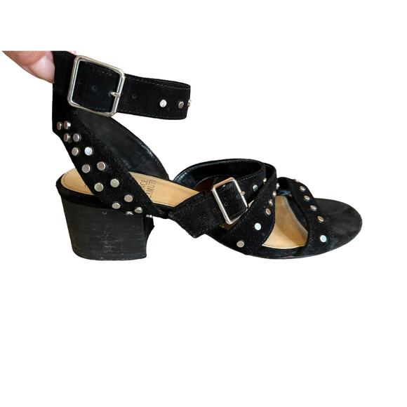 Vince Camuto Braylee Suede Studded Heeled Sandals Black 6.5 - Picture 1 of 8